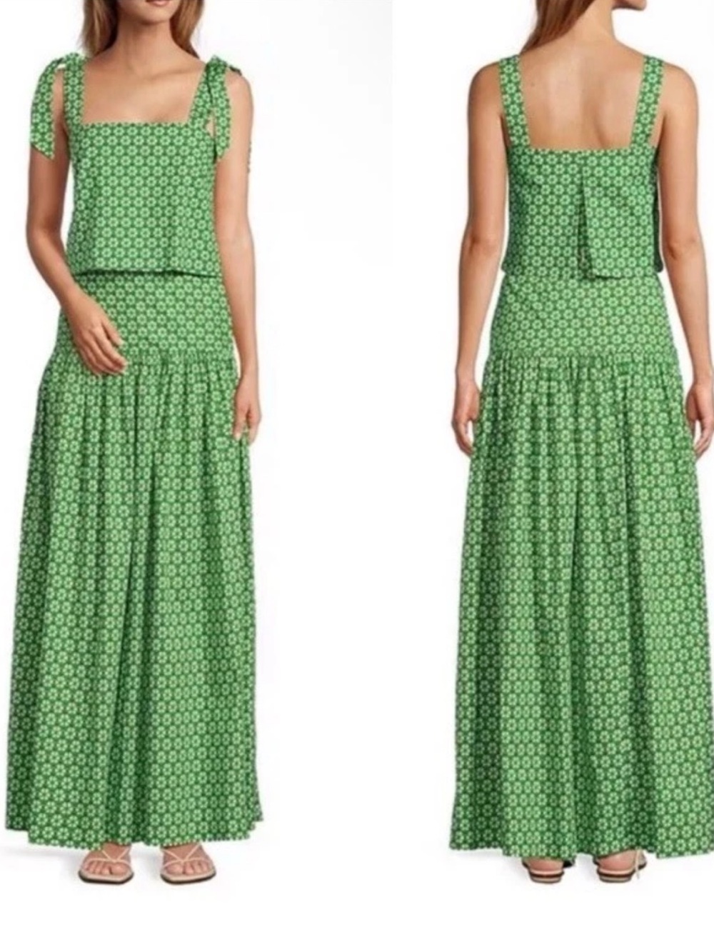 Antonio Melani Style by Simkins Charlotte Printed Poplin Top Skirt Set Green NWT - Picture 16 of 16